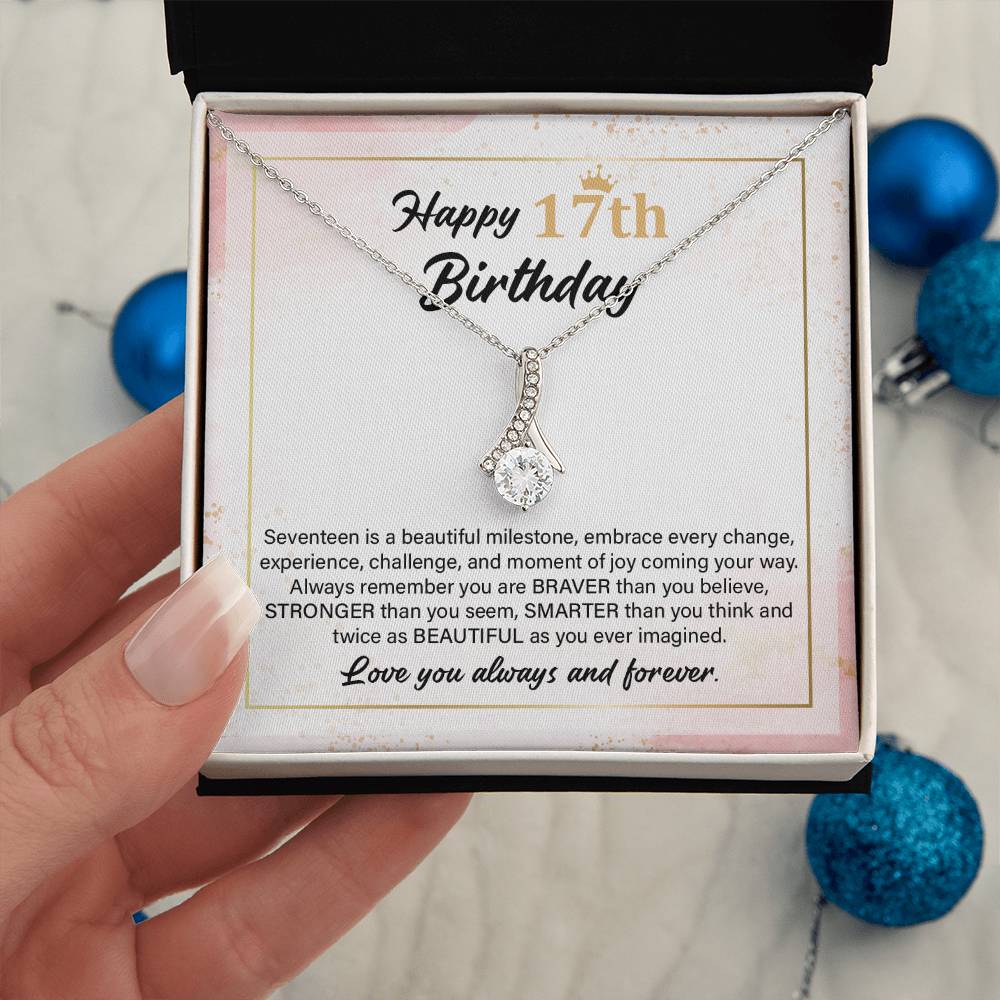 17th Birthday Necklace Gift with Loving Message Card