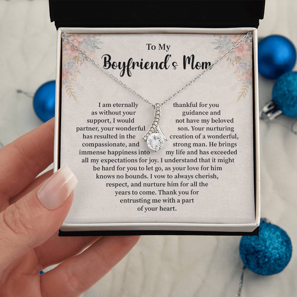 Boyfriend’s Mom Necklace Gift with Floral Card Design