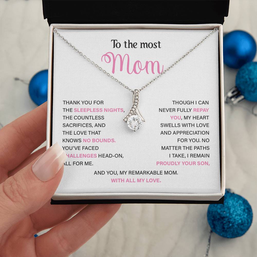 To The Most Mom Best Mother’s Day Jewelry Gift Birthday Necklace Gift Anniversary Necklace Gift Thoughtful Christmas Necklace Gift Appreciation Jewelry Gift Special Necklace Gift Special Pendant Necklace Gift Jewelry Gift With Message Card