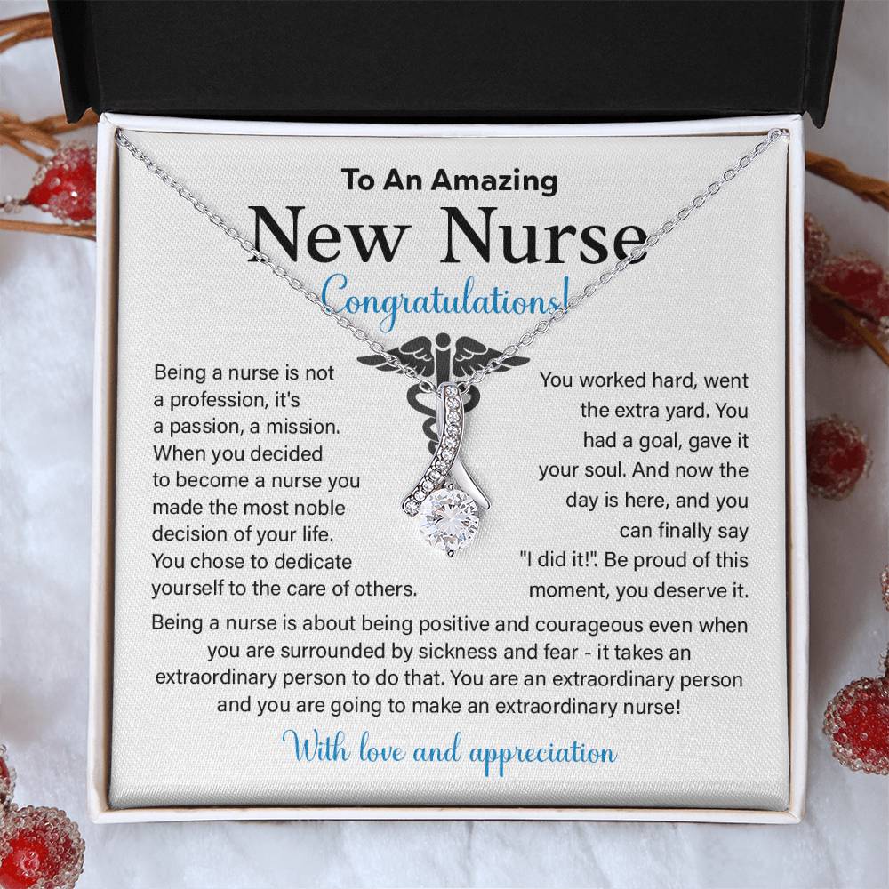 New Nurse Necklace Gift with Congratulations Card