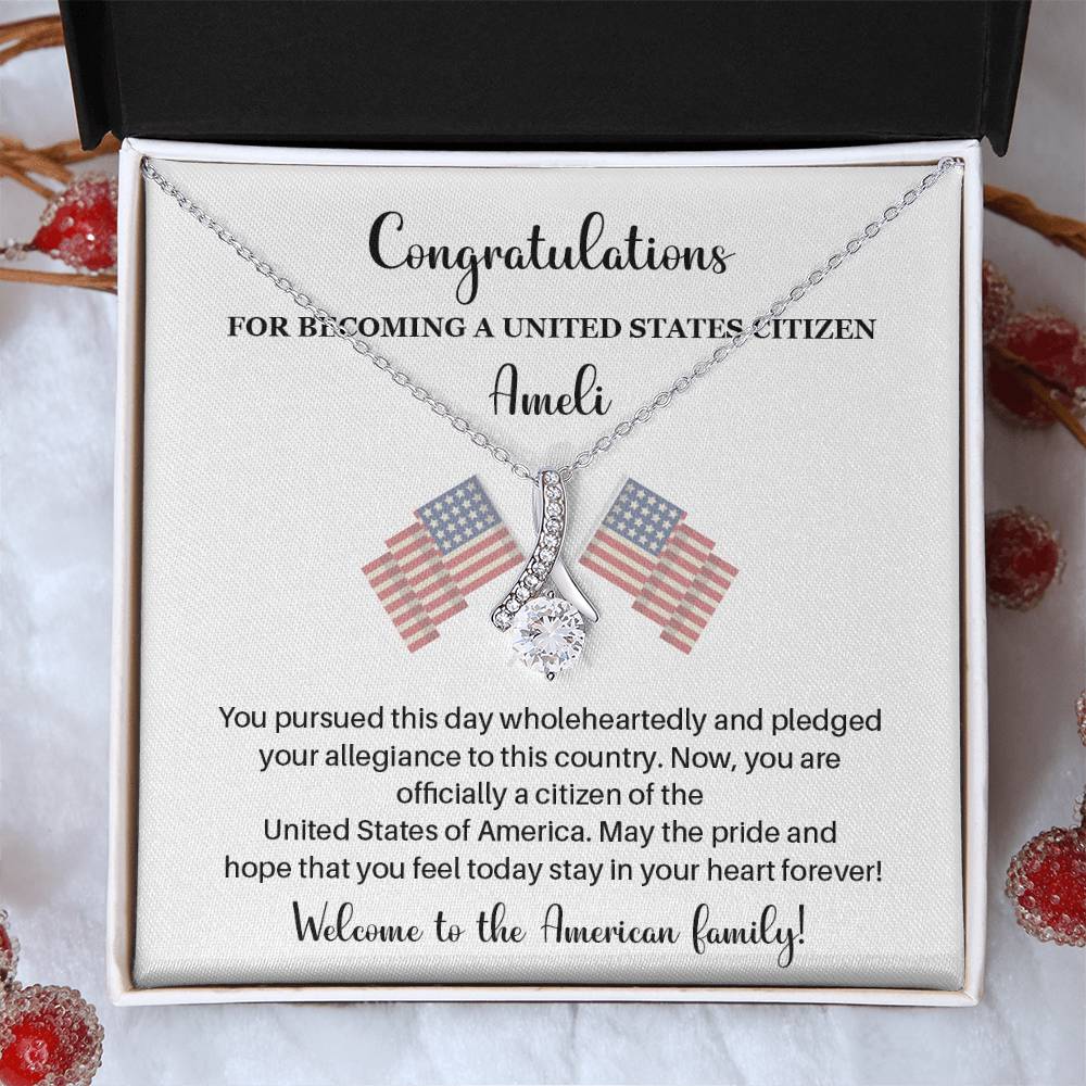 Congratulations Necklace For New U.s. Citizen Necklace For New U.s. Citizen Gift For New Citizen U.s. Citizenship Gift American Pride Necklace Gift For Newly Naturalized Citizen Welcome To America Gift Necklace For Becoming A U.s. Citizen