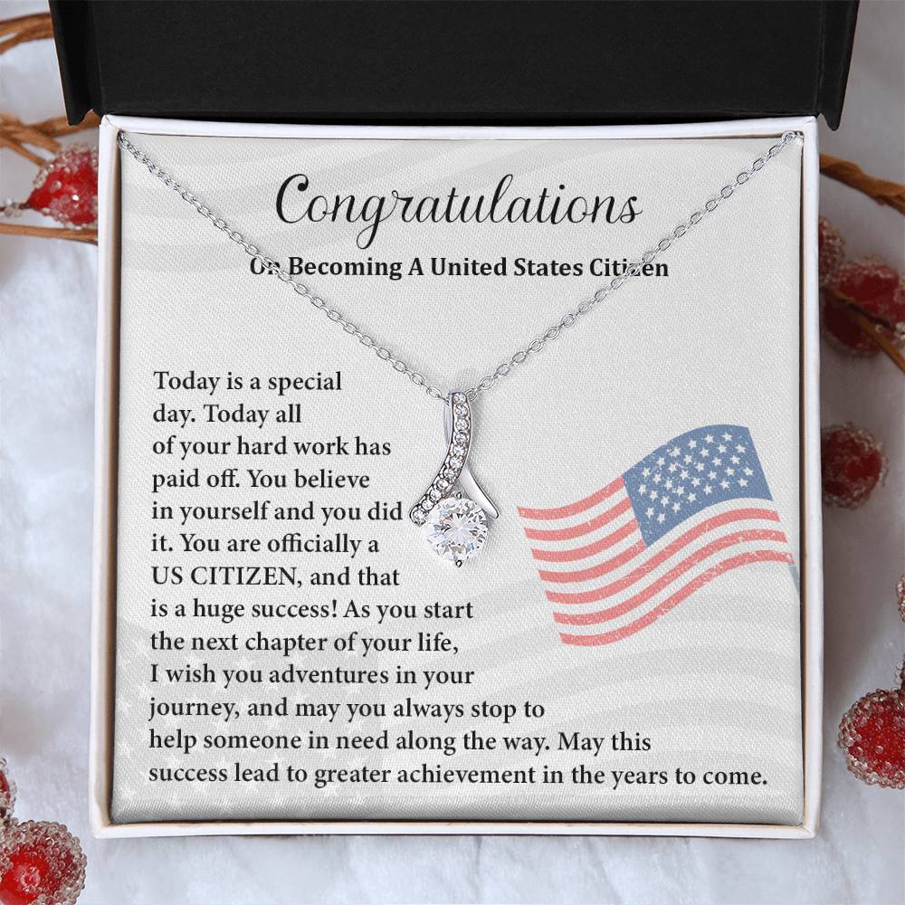 Congratulations Necklace For New U.s. Citizen Gift For New U.s. Patriot Necklace For New Journey As U.s. Citizen Gift For U.s. Citizenship Ceremony Necklace With Message Of Success Necklace For New Chapter In Life Gift For U.s. Patriot