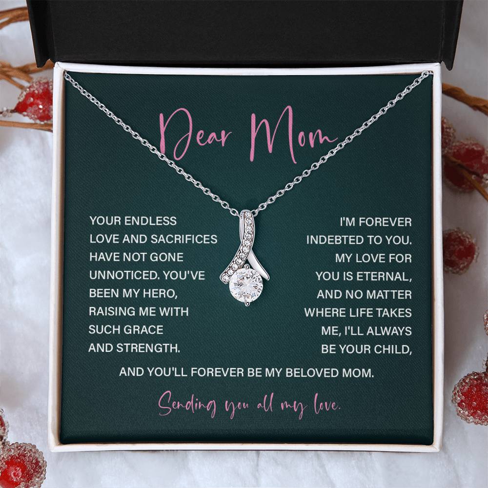 Dear Mom Mother’s Day Necklace For Mom Sentimental Birthday Gift Sentimental Anniversary Gift Christmas Jewelry Gift Best Thank You Gift  Special Necklace Jewelry Gift With Message Card