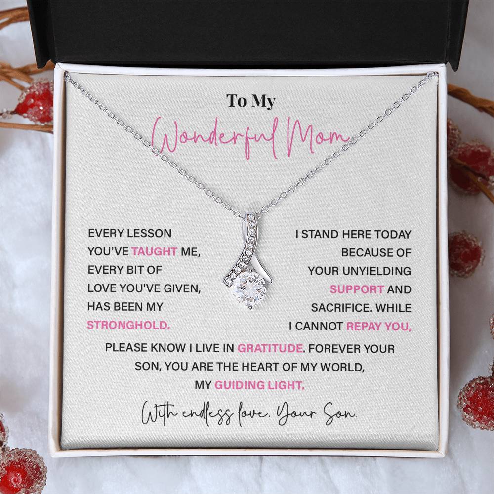 To My Wonderful Mom Thoughtful Birthday Necklace For Mom Best Mother’s Day Gift Christmas Necklace Heartfelt Anniversary Necklace Heartfelt Anniversary Necklace