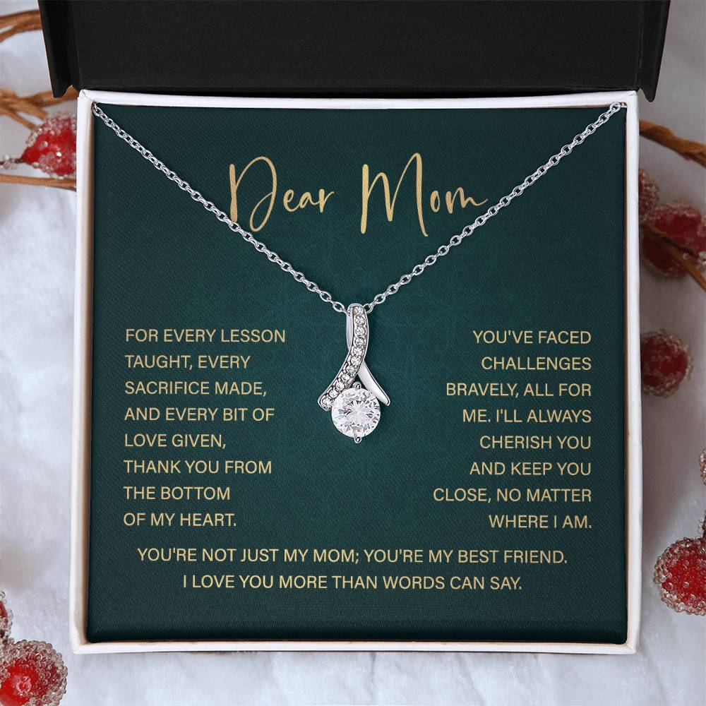 Dear Mom Mother’s Day Necklace From Daughter/son Special Birthday Jewelry For Mother Best Anniversary Necklace Gift Thoughtful Christmas Gift Just Because Necklace Gift Heart-shaped Jewelry Sentimental Necklace With Message Card