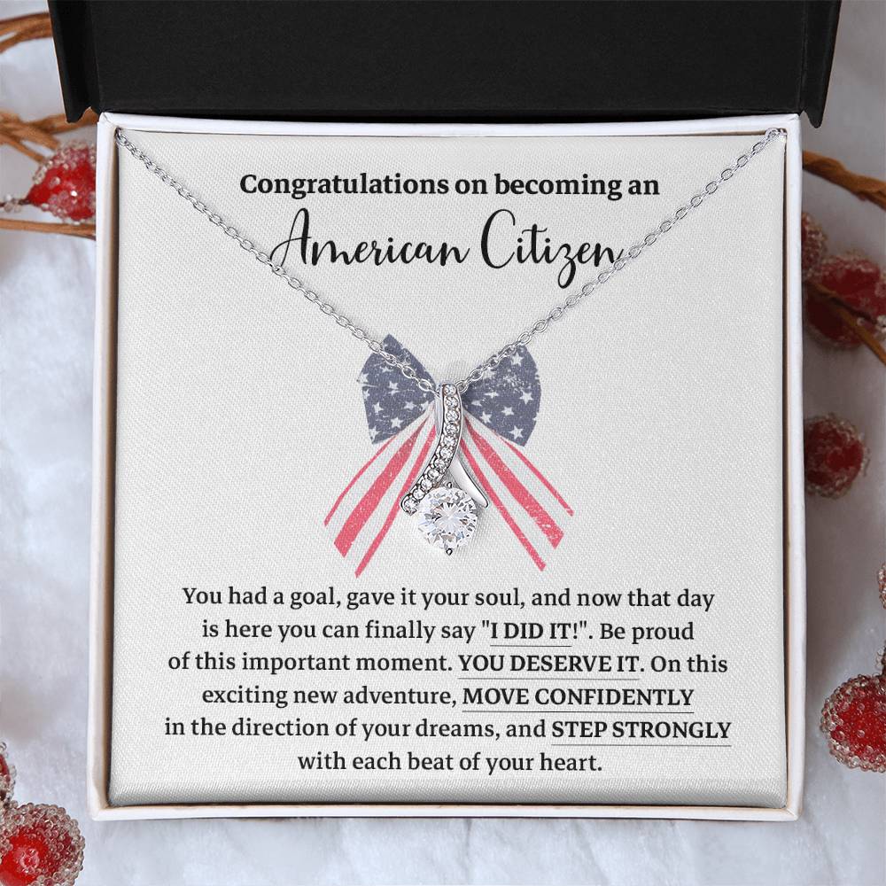 Congratulations Necklace For New American Citizen Necklace For New American Citizen Necklace With Citizenship Message  Gift For New American Adventure Necklace For U.s. Patriot Achievement Necklace For New U.s. Citizen Journey