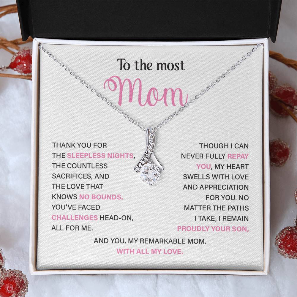 To The Most Mom Best Mother’s Day Jewelry Gift Birthday Necklace Gift Anniversary Necklace Gift Thoughtful Christmas Necklace Gift Appreciation Jewelry Gift Special Necklace Gift Special Pendant Necklace Gift Jewelry Gift With Message Card