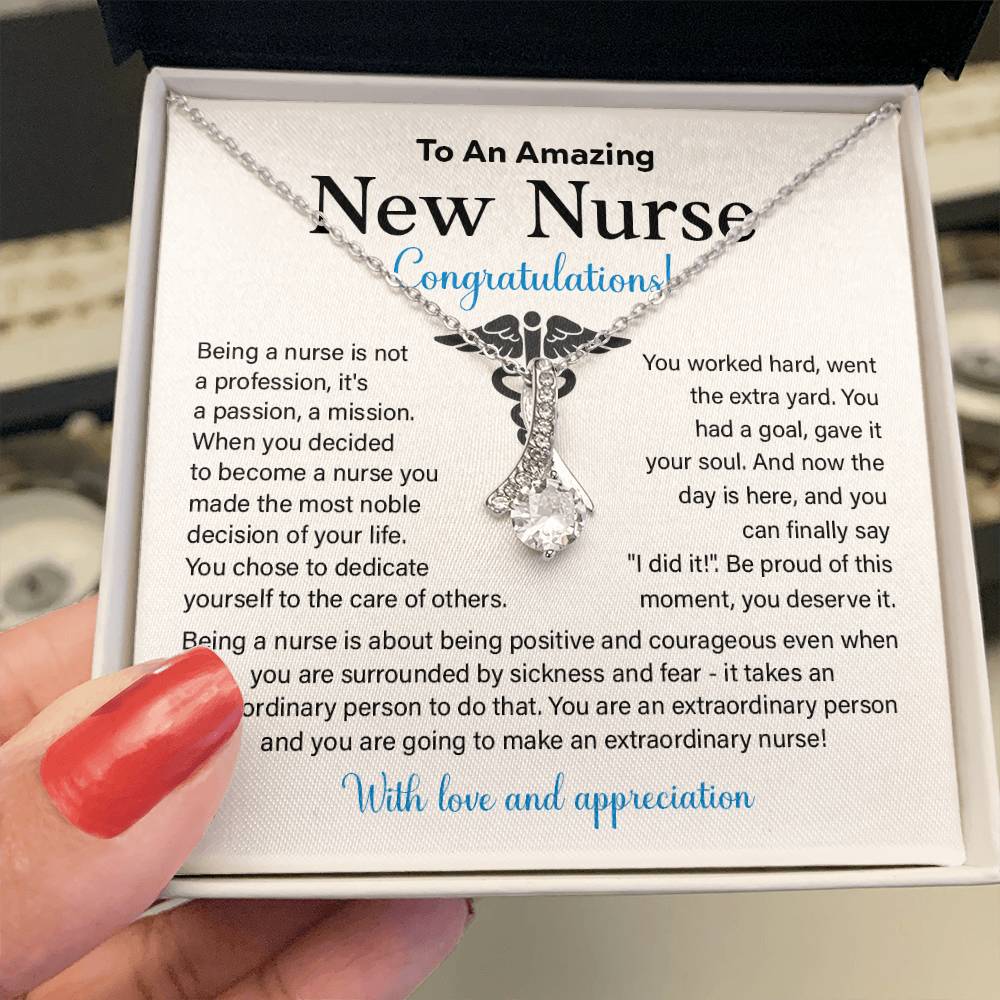 New Nurse Necklace Gift with Congratulations Card