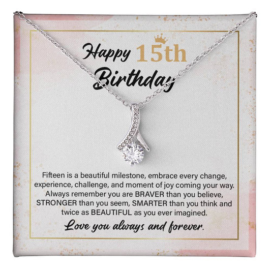 15th Birthday Necklace Gift with Inspirational Card