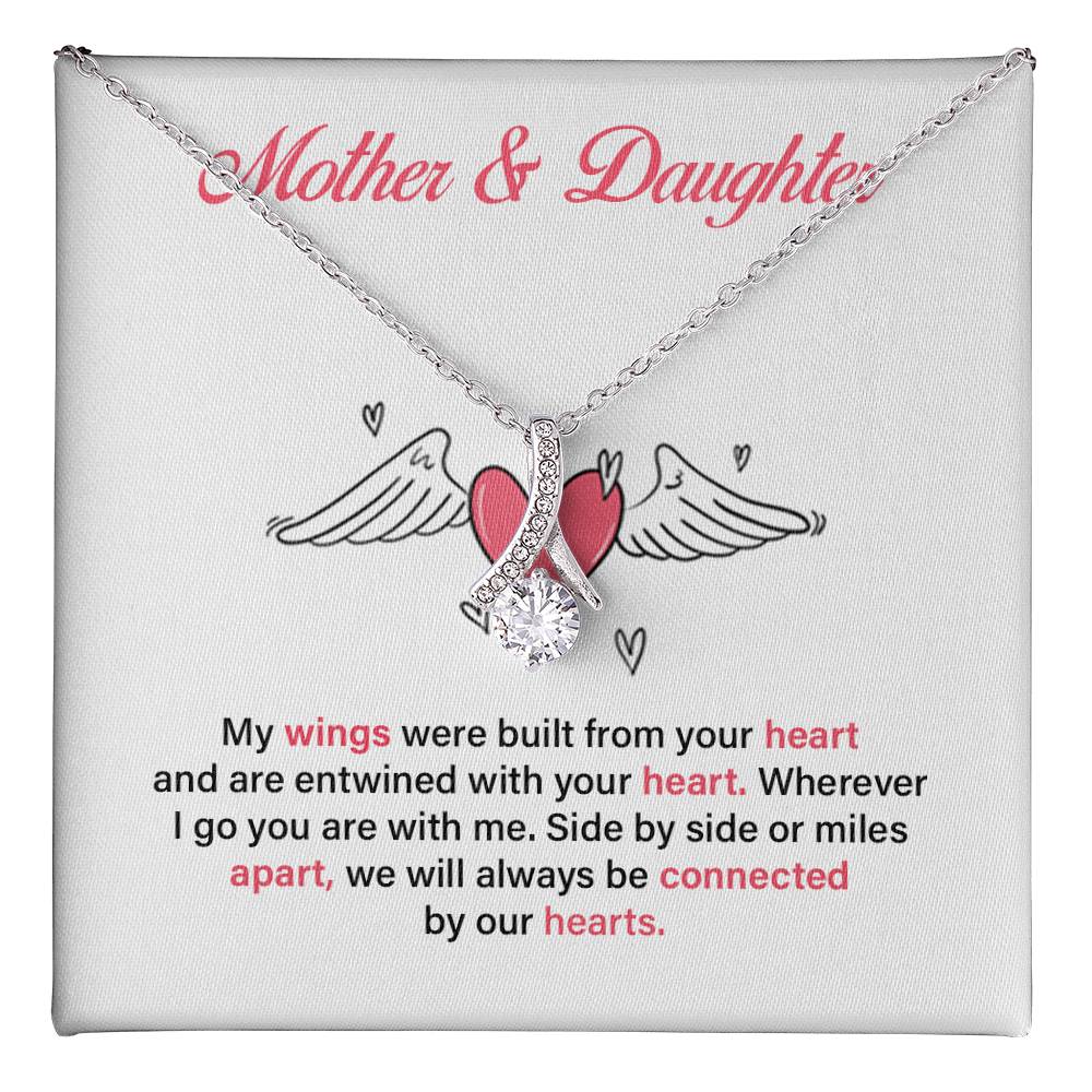 Mother Daughter Heart Necklace with Message Card