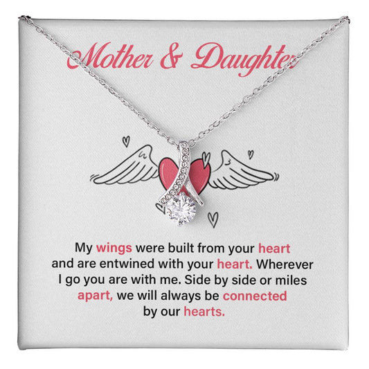 Mother Daughter Heart Necklace with Message Card