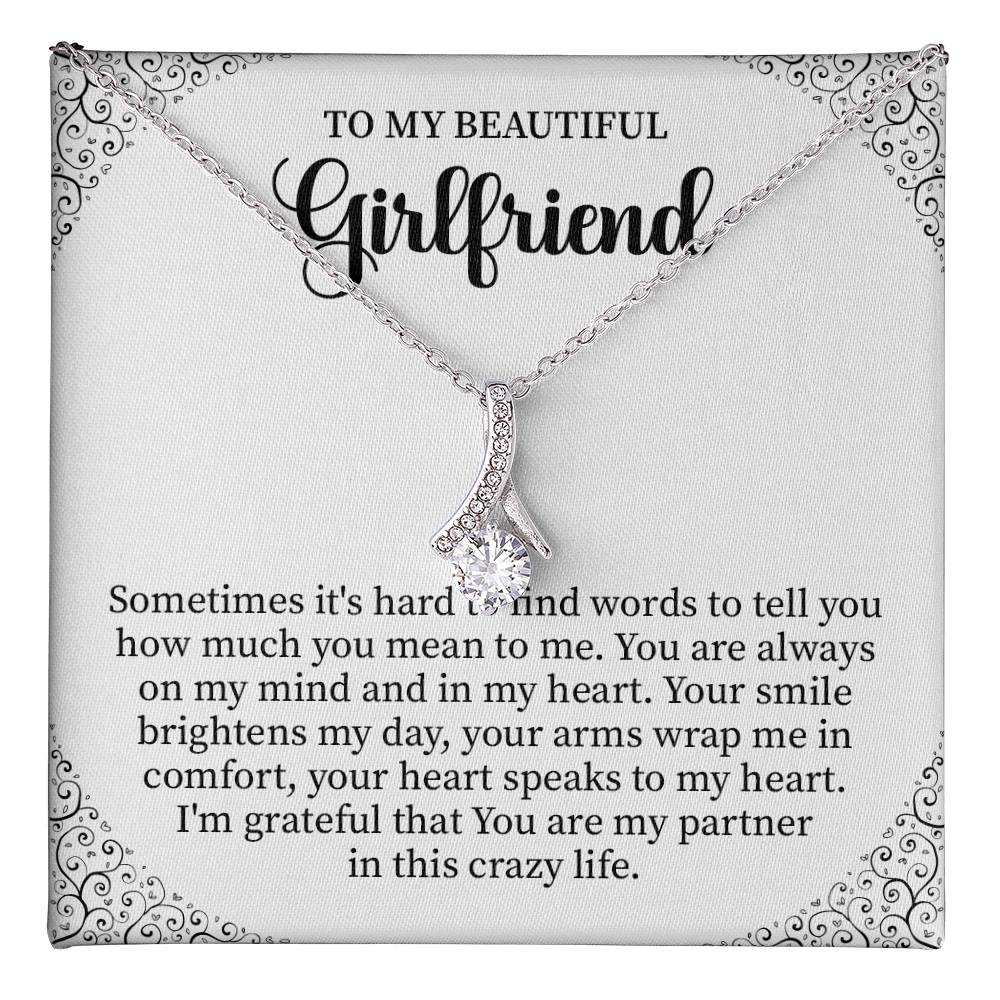 Girlfriend Necklace Gift with Heartfelt Message Card
