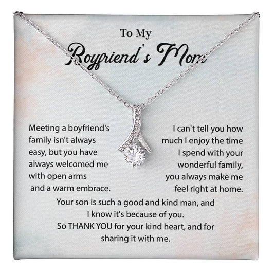 Boyfriend’s Mom Teardrop Necklace Gift with Card