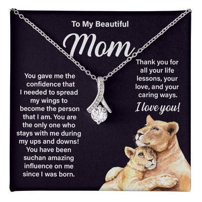 Mom Necklace Gift from Child – I Love You Message Card