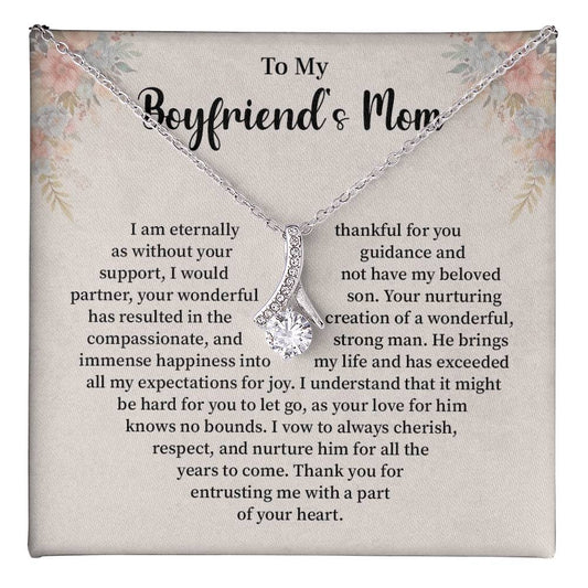 Boyfriend’s Mom Necklace Gift with Floral Card Design