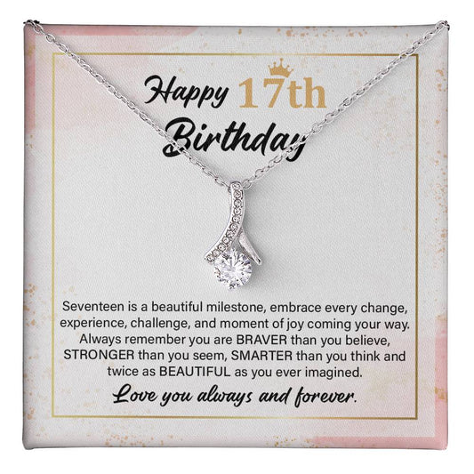 17th Birthday Necklace Gift with Loving Message Card