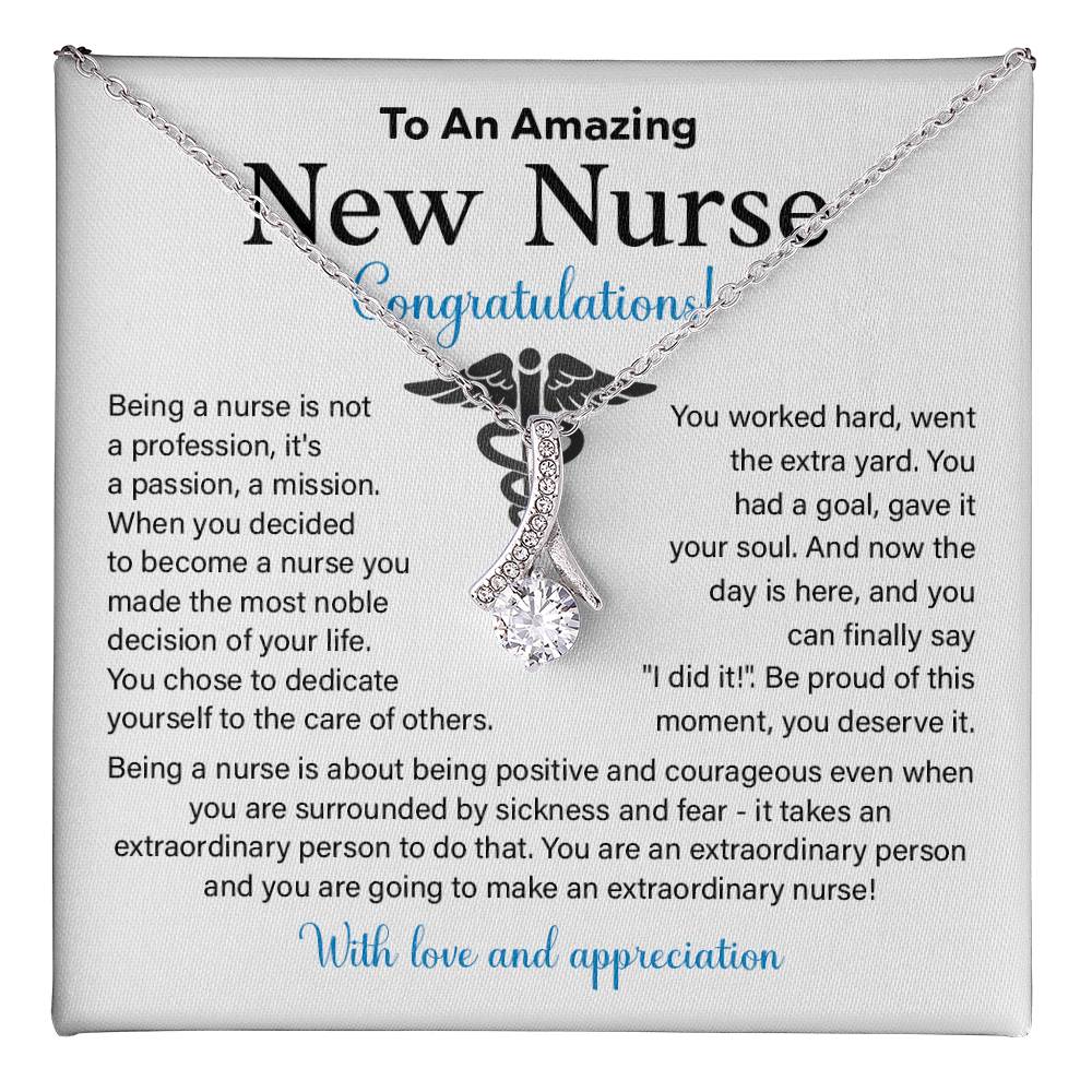 New Nurse Necklace Gift with Congratulations Card