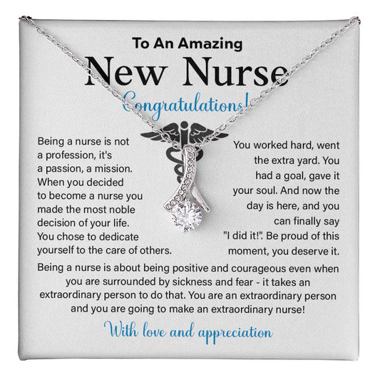 New Nurse Necklace Gift with Congratulations Card