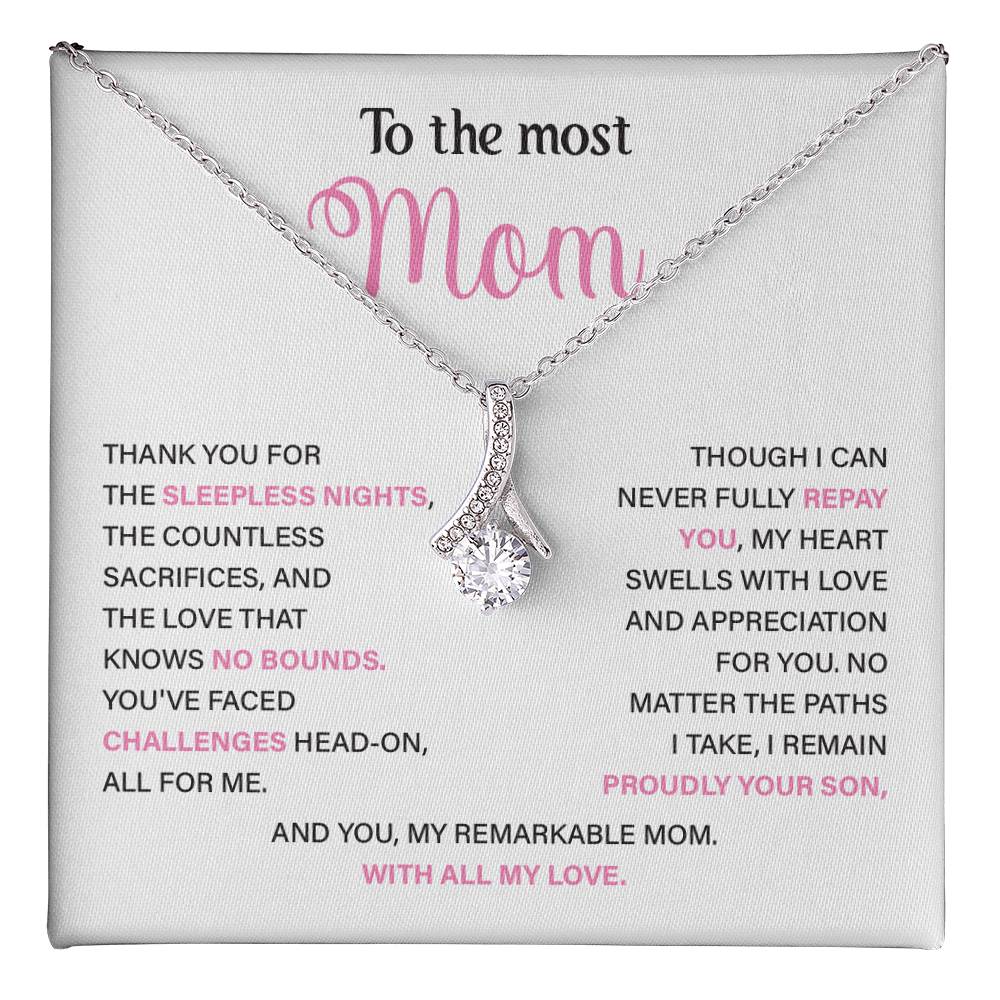 To The Most Mom Best Mother’s Day Jewelry Gift Birthday Necklace Gift Anniversary Necklace Gift Thoughtful Christmas Necklace Gift Appreciation Jewelry Gift Special Necklace Gift Special Pendant Necklace Gift Jewelry Gift With Message Card