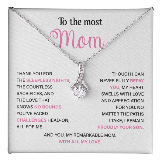 Mom Gift Necklace From Son With Message Card