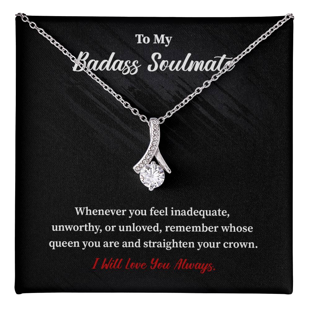 Soulmate Necklace Gift for Her with Bold Message Card