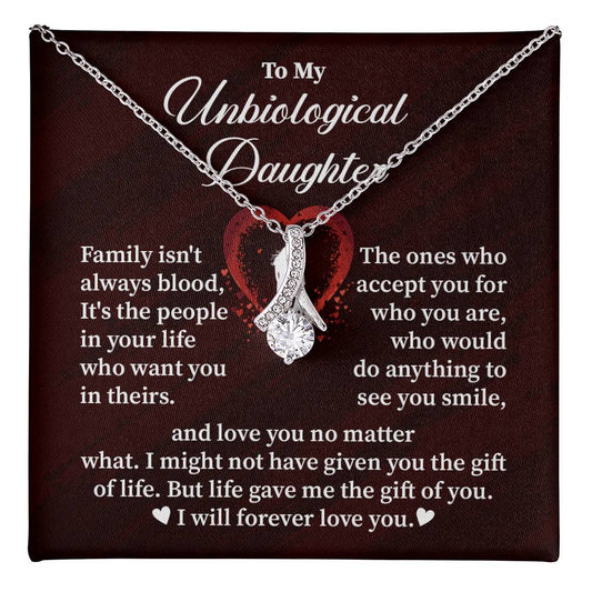 Unbiological Daughter Necklace Gift with Card
