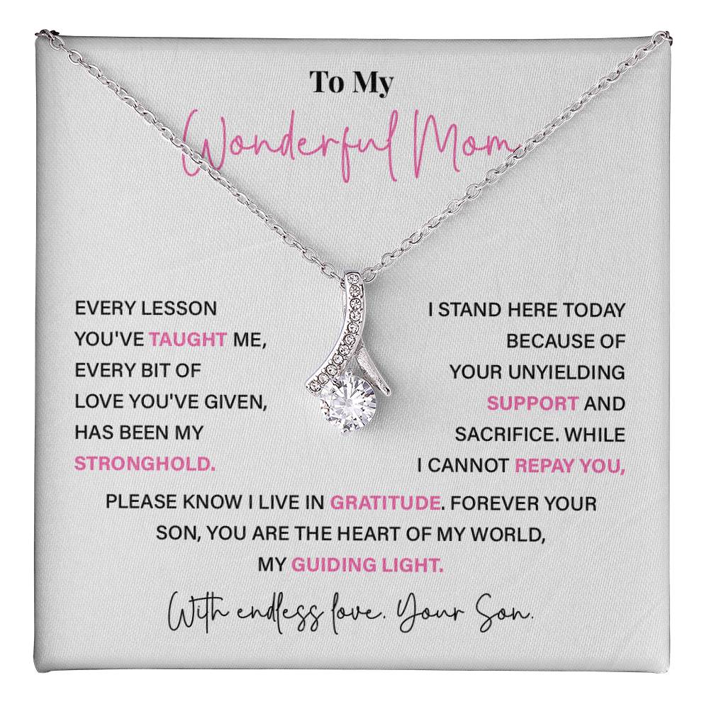 To My Wonderful Mom Thoughtful Birthday Necklace For Mom Best Mother’s Day Gift Christmas Necklace Heartfelt Anniversary Necklace Heartfelt Anniversary Necklace