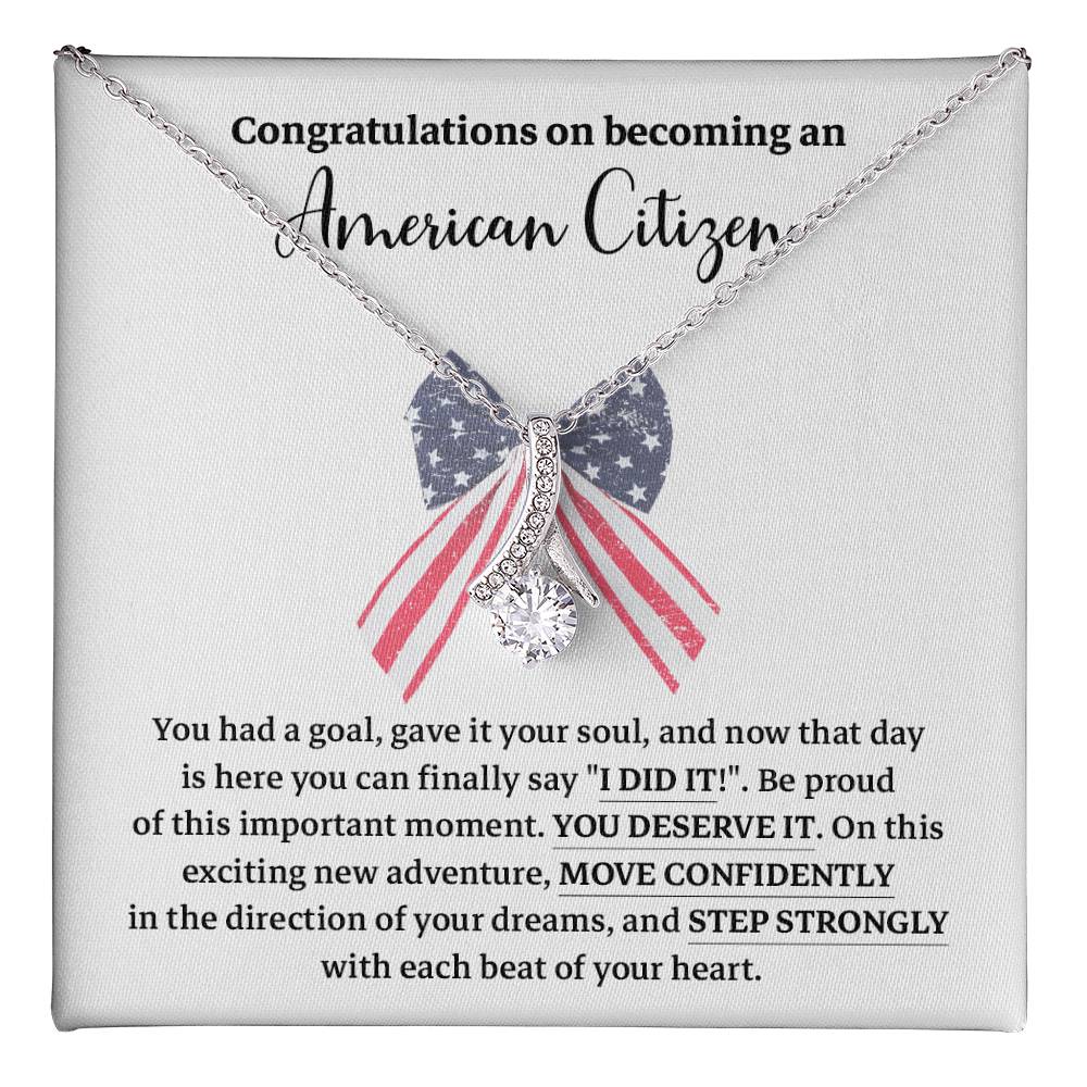 Congratulations Necklace For New American Citizen Necklace For New American Citizen Necklace With Citizenship Message  Gift For New American Adventure Necklace For U.s. Patriot Achievement Necklace For New U.s. Citizen Journey