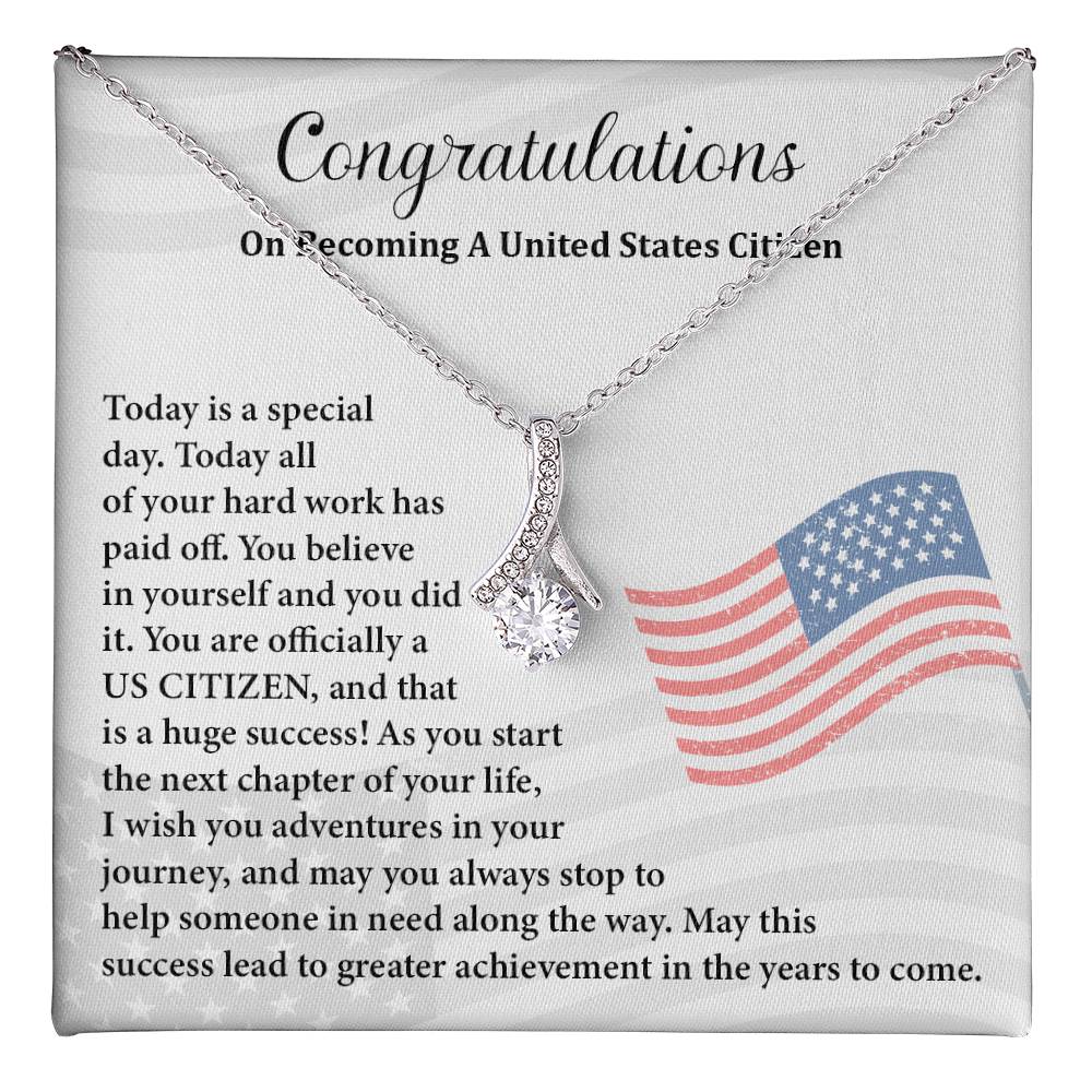 Congratulations Necklace For New U.s. Citizen Gift For New U.s. Patriot Necklace For New Journey As U.s. Citizen Gift For U.s. Citizenship Ceremony Necklace With Message Of Success Necklace For New Chapter In Life Gift For U.s. Patriot