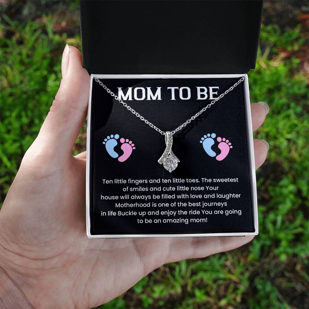 Gift for Mom to Be – Necklace with Message Card and Box