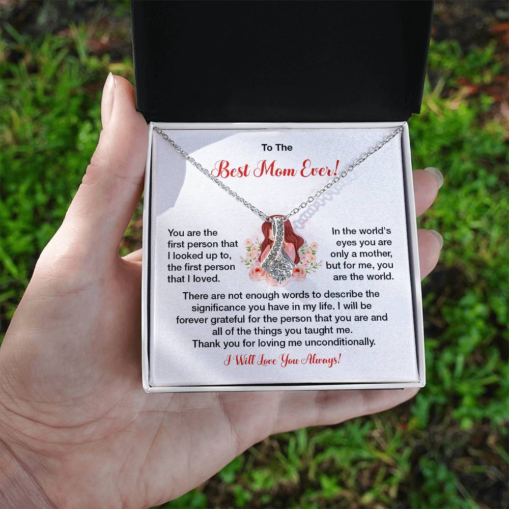 To The Best Mom Ever Heartfelt Necklace For Her Loving Jewelry For Mother's Day Sweet Pendant For Appreciation Thank You Gift For Love Sentimental Necklace Loving Pendant For A Special Connection Sentimental Pendant For A Wonderful Mom