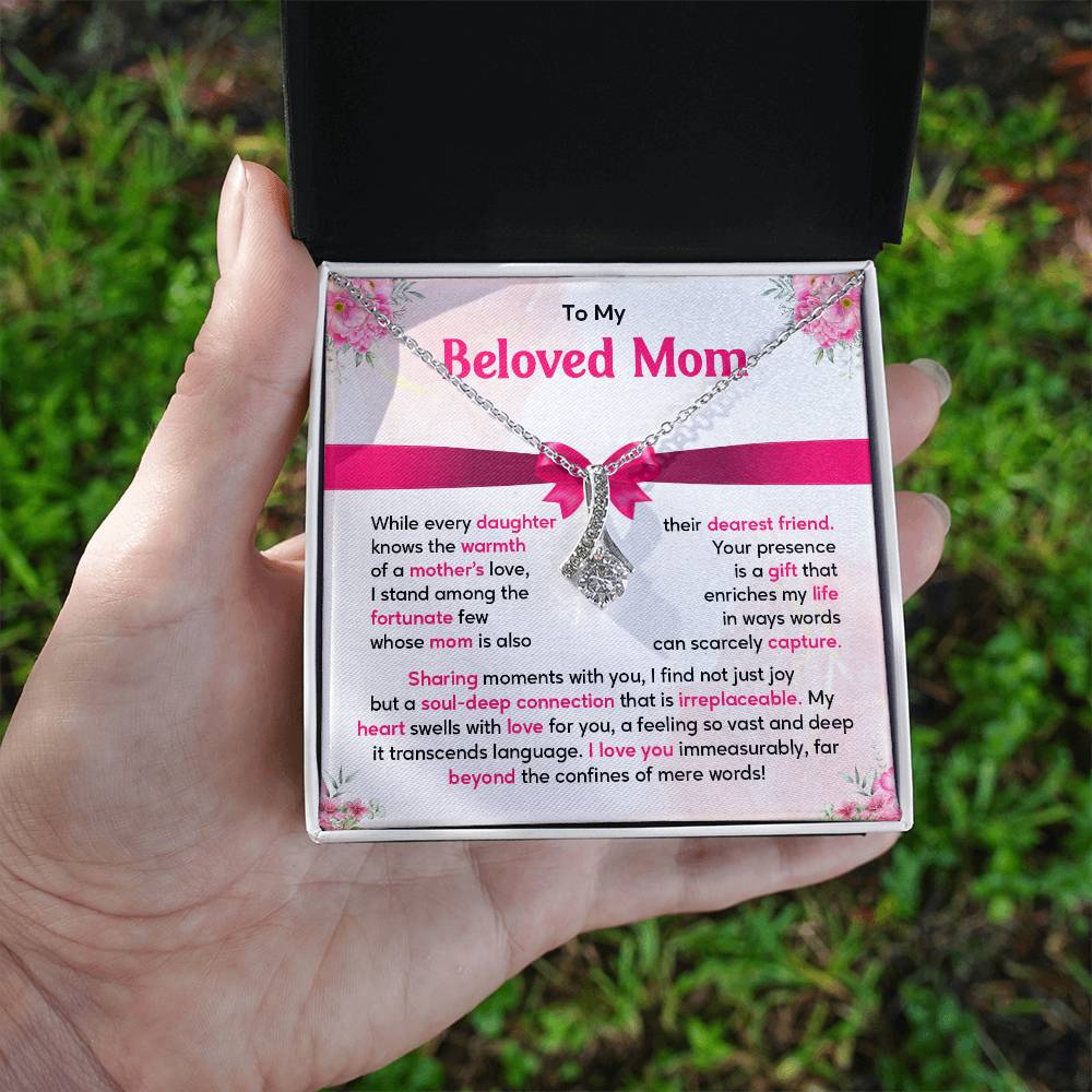 Mother Daughter Necklace Gift with Heartfelt Message Card
