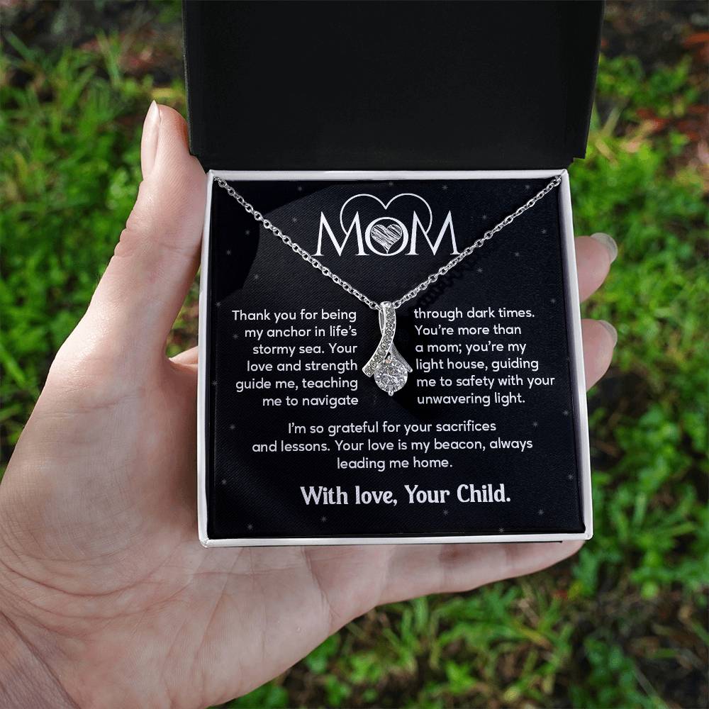 Mom Necklace Gift from Child with Message Card