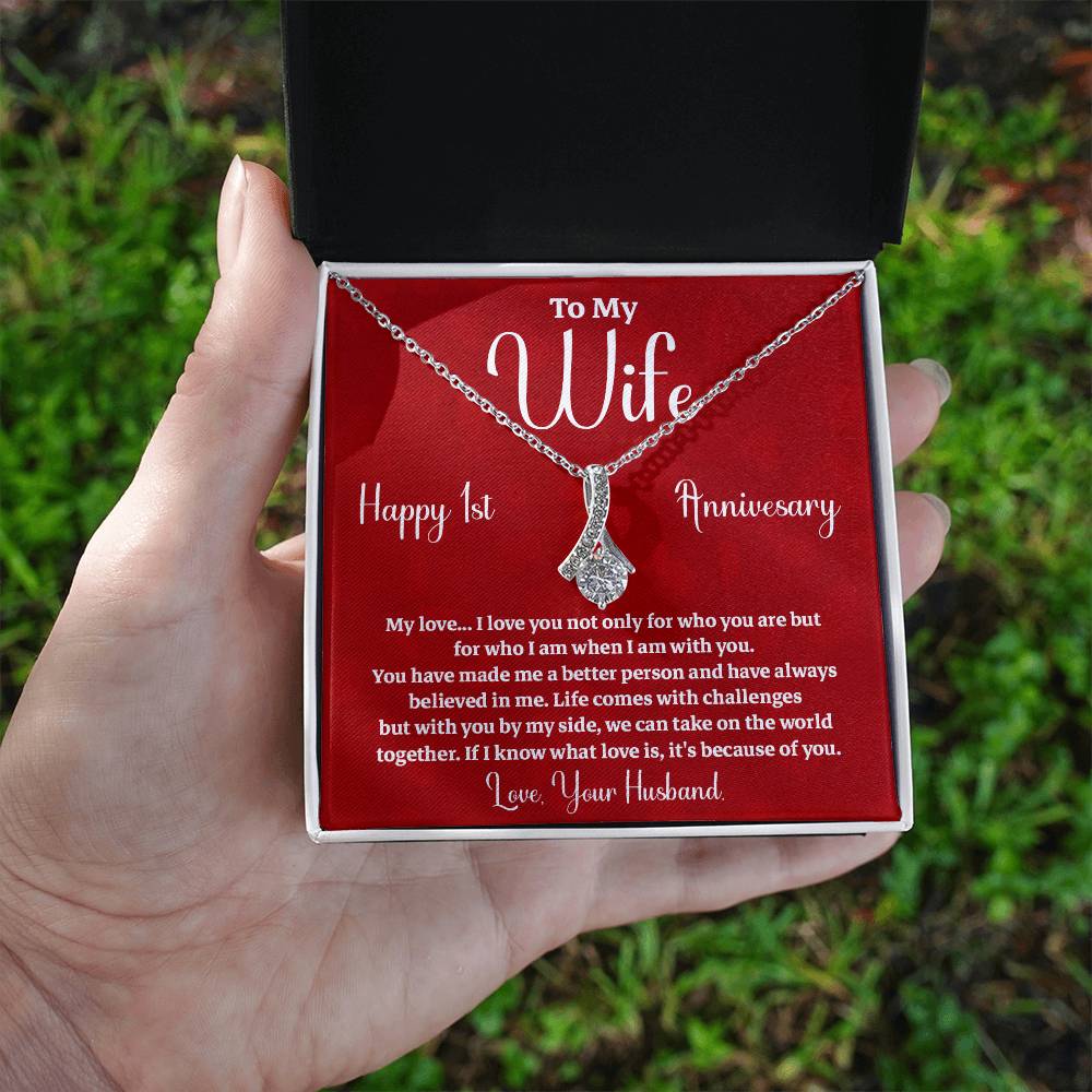 1st Anniversary Gift for Wife from Husband Necklace with Message Card