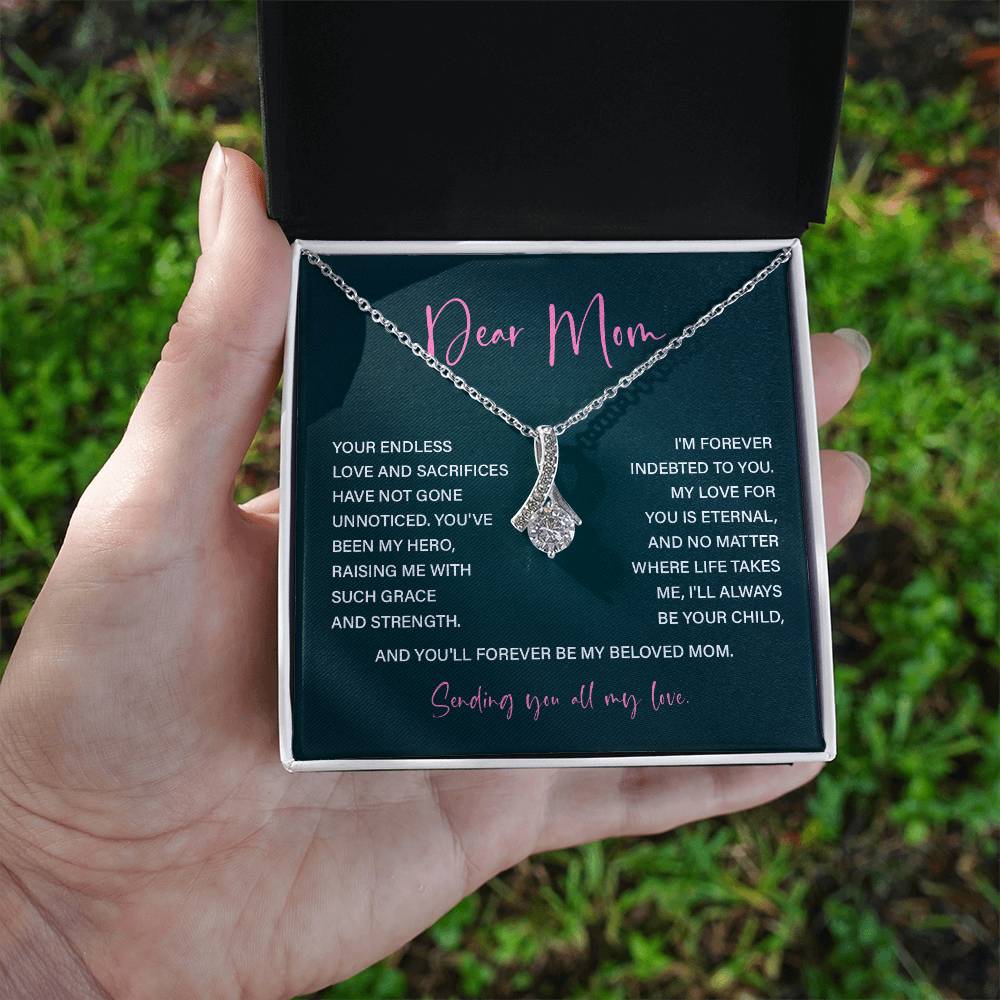 Dear Mom Mother’s Day Necklace For Mom Sentimental Birthday Gift Sentimental Anniversary Gift Christmas Jewelry Gift Best Thank You Gift  Special Necklace Jewelry Gift With Message Card