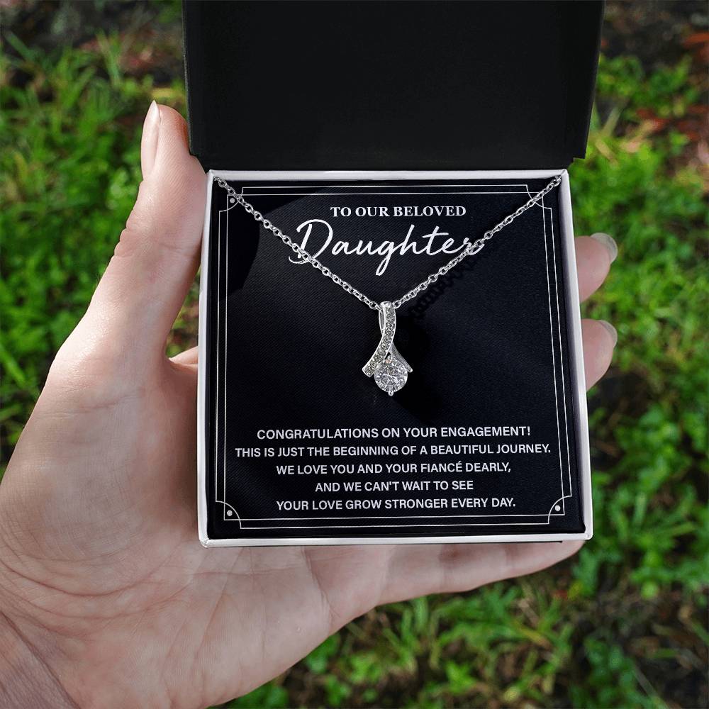 To Our Beloved Daughter Daughter Engagement Necklace Sentimental Gift For Daughter’s Engagement Jewelry Gift For Daughter’s Engagement Daughter’s Special Day Necklace Emotional Engagement Gift For Daughter Wedding Journey Gift For Daughter