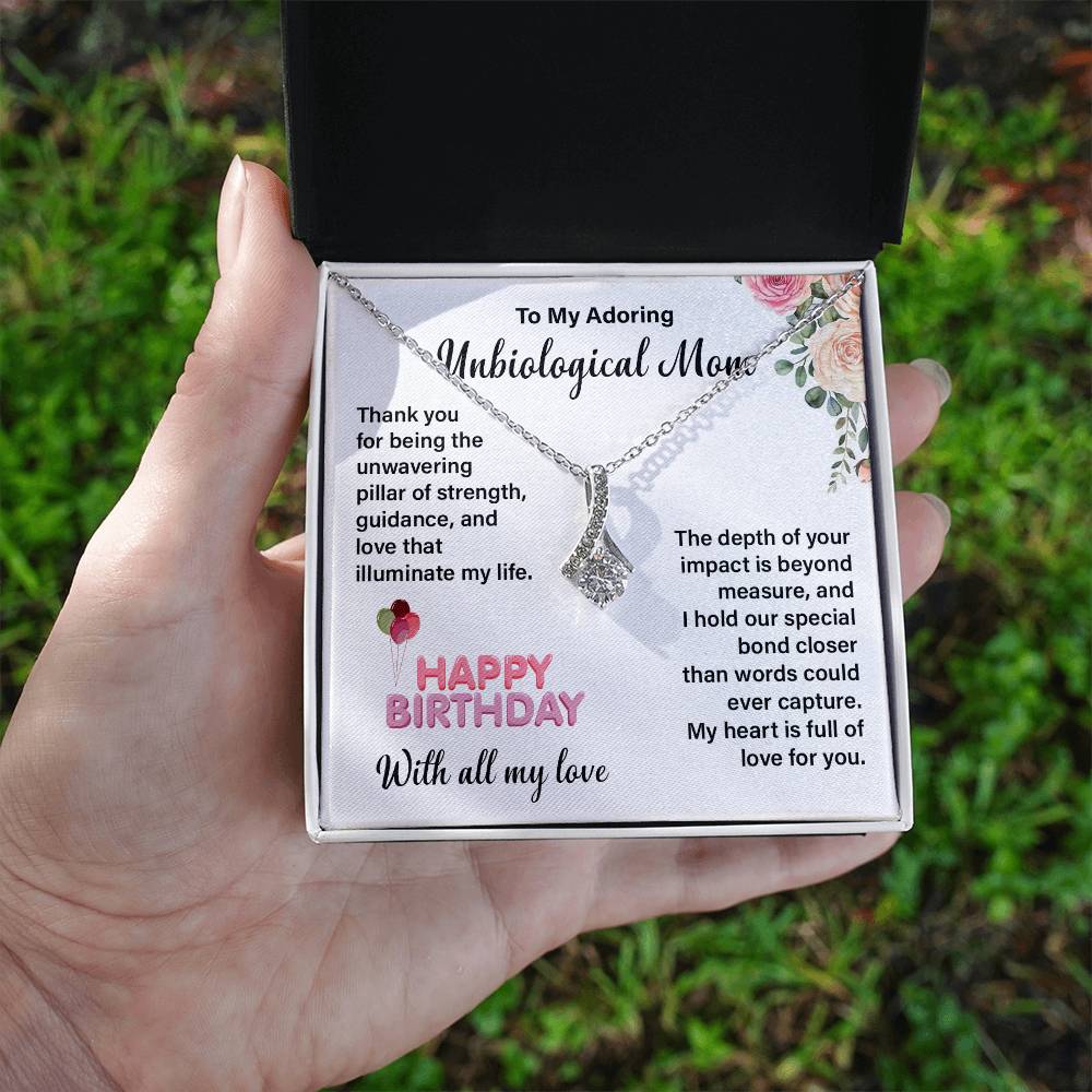 Unbiological Mom Necklace – Birthday Gift Box