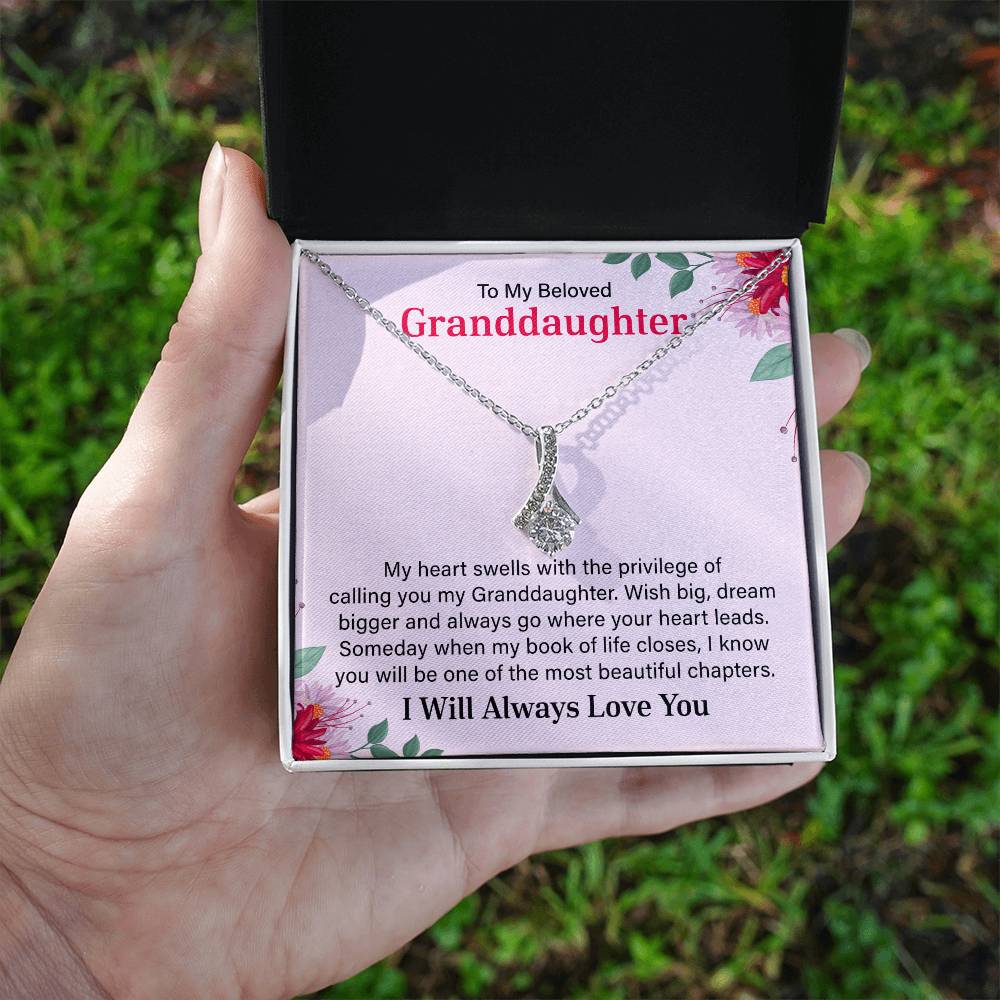 To My Granddaughter Necklace, Granddaughter Necklace Gifts From Grandma Grandmother or Grandpa Grandfather, I Will Always Love You.