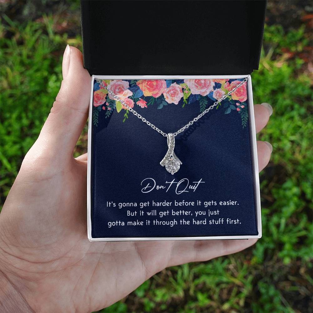 Don't Quit Meaningful Gift Don't Quit Necklace Supportive Gift You Are Strong Necklace Cancer Survivor Jewelry Stronger Necklace Braver Necklace Breast Cancer Necklace For Soulmate Motivational Jewelry Emotional Connection Necklace Never Give Up Necklace