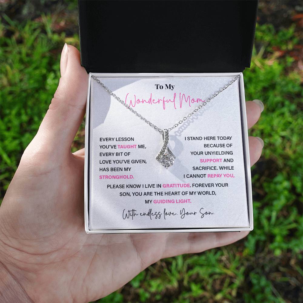 To My Wonderful Mom Thoughtful Birthday Necklace For Mom Best Mother’s Day Gift Christmas Necklace Heartfelt Anniversary Necklace Heartfelt Anniversary Necklace