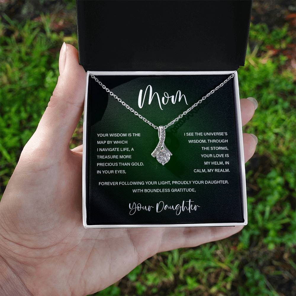 Mom Necklace from Daughter – Wisdom & Gratitude Gift with Message Card