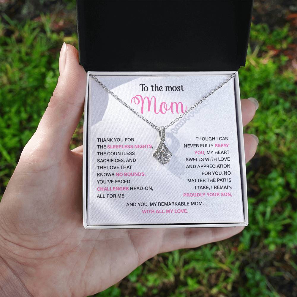 To The Most Mom Best Mother’s Day Jewelry Gift Birthday Necklace Gift Anniversary Necklace Gift Thoughtful Christmas Necklace Gift Appreciation Jewelry Gift Special Necklace Gift Special Pendant Necklace Gift Jewelry Gift With Message Card