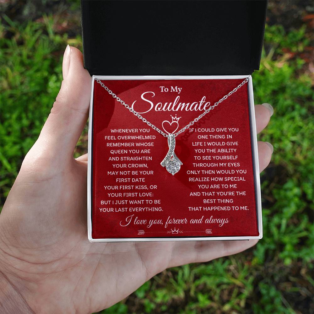 Soulmate Necklace Gift for Her Pendant with Message Card