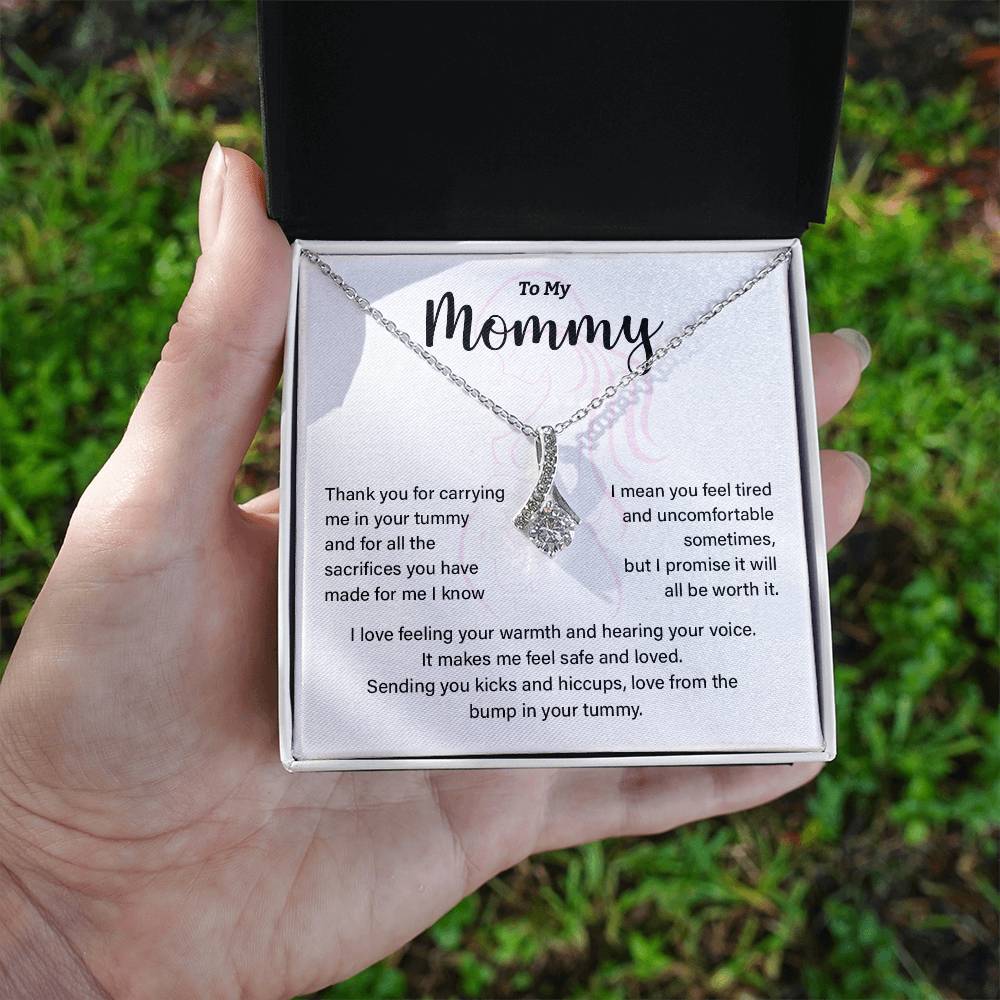 To My Mommy Necklace – Baby Bump Gift with Card