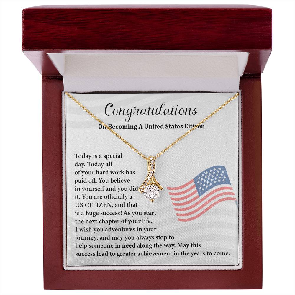 Congratulations Necklace For New U.s. Citizen Gift For New U.s. Patriot Necklace For New Journey As U.s. Citizen Gift For U.s. Citizenship Ceremony Necklace With Message Of Success Necklace For New Chapter In Life Gift For U.s. Patriot