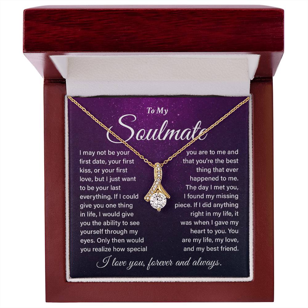 Soulmate Love Knot Necklace Purple Galaxy Message Card Gift