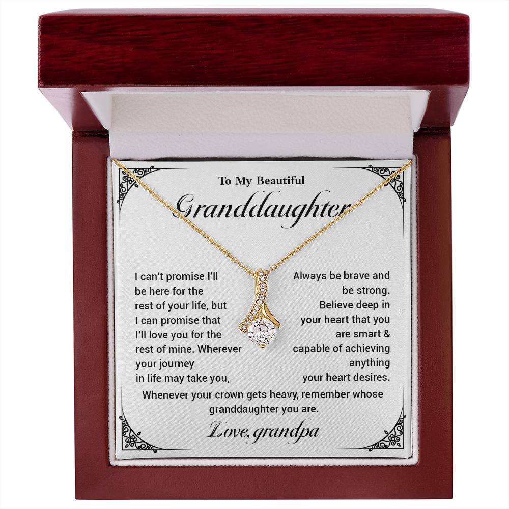 Granddaughter Necklace Gift from Grandpa – Crown & Strength Message