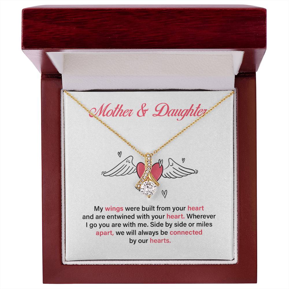 Mother Daughter Heart Necklace with Message Card