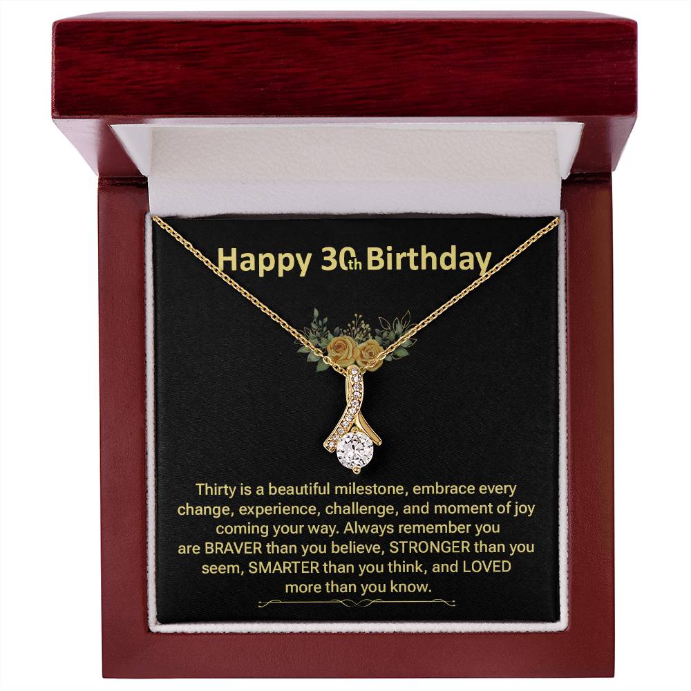 30th Birthday Pendant Necklace for Her – Gift Box & Card
