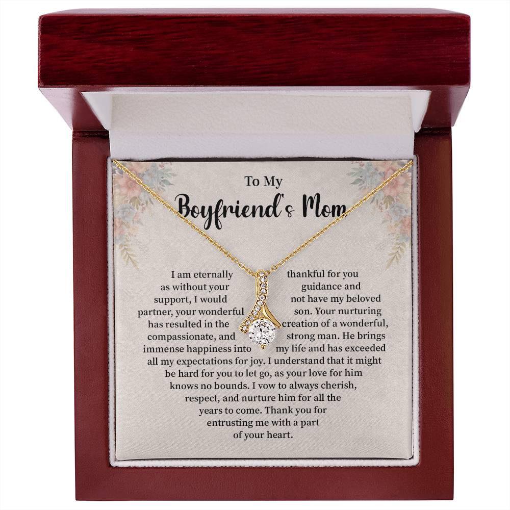Boyfriend’s Mom Necklace Gift with Floral Card Design